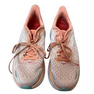 HOKA Women's Clifton 8 Sneaker in Cantaloupe/ Silver Peony Size 7